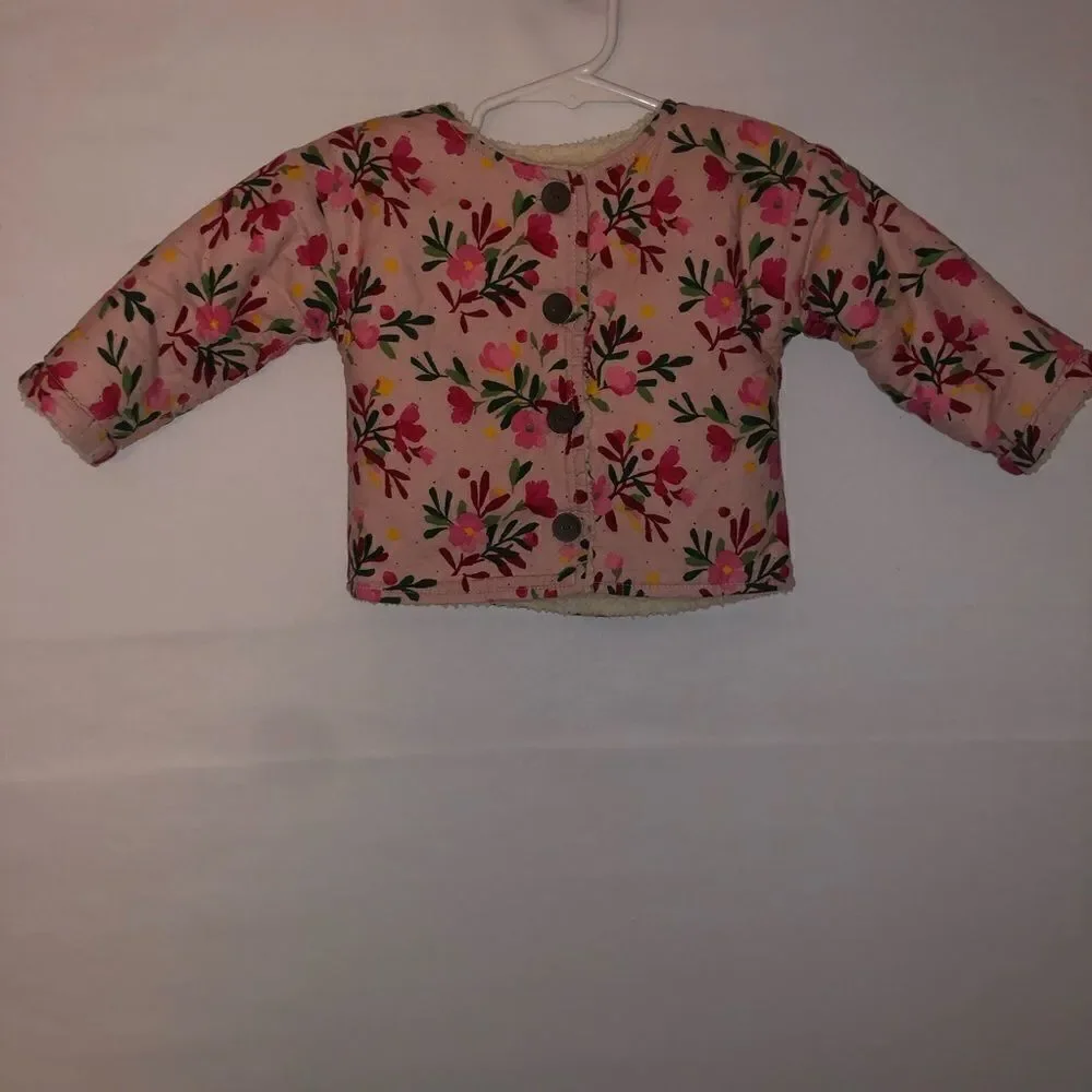 Gymboree Floral Quilted Pink Sherpa Lined Jacket